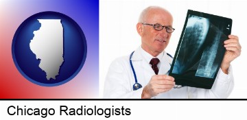 a radiologist looking at an x-ray image in Chicago, IL