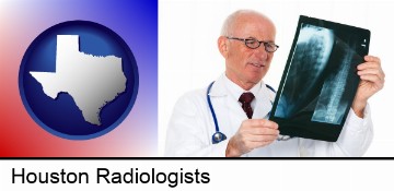 a radiologist looking at an x-ray image in Houston, TX