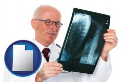 utah a radiologist looking at an x-ray image