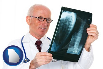 a radiologist looking at an x-ray image - with Georgia icon